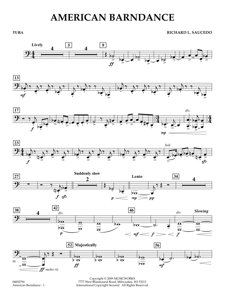 American Barndance - Tuba Concert Band scores gallery preview page 1