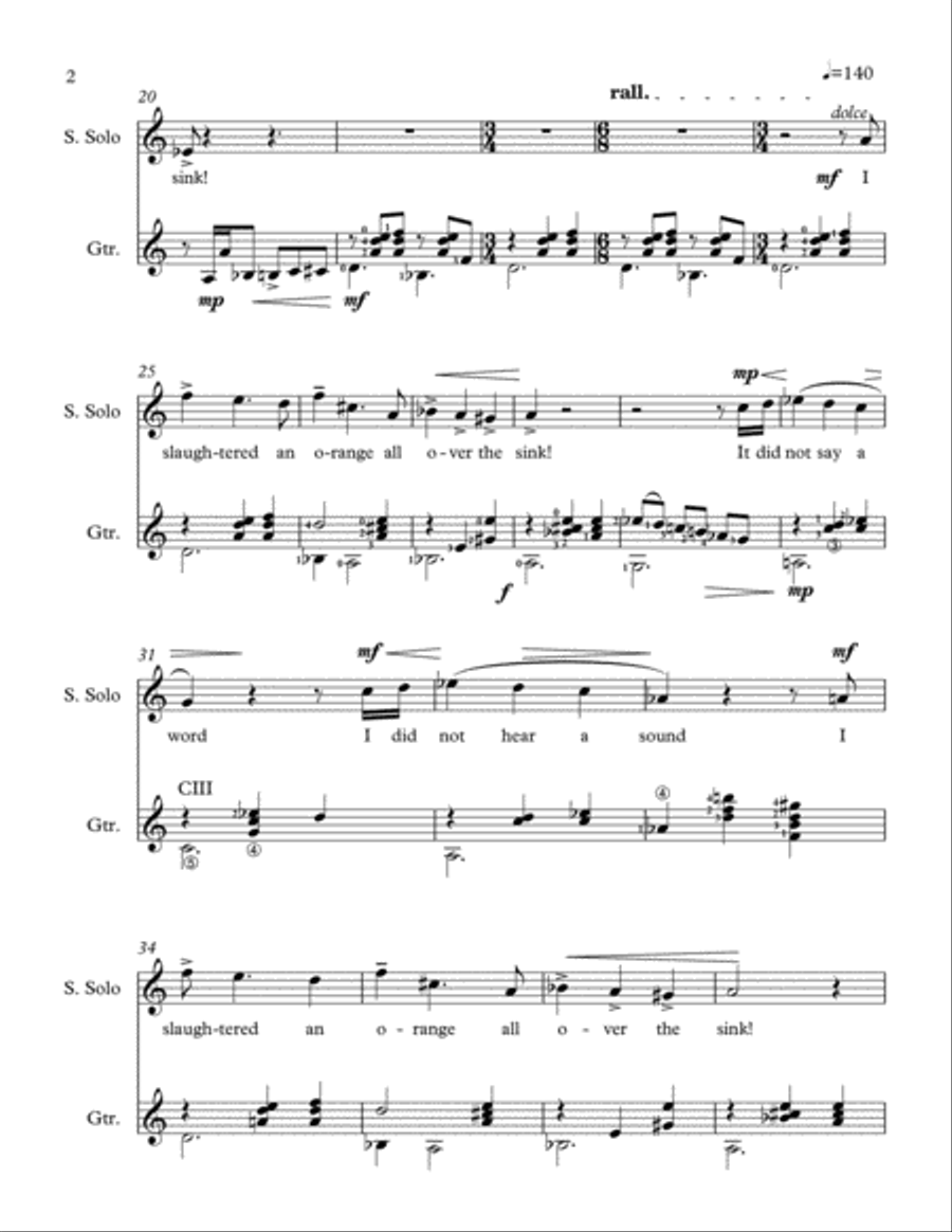 An Orange for Soprano/Tenor and Guitar Guitar scores gallery preview page 4