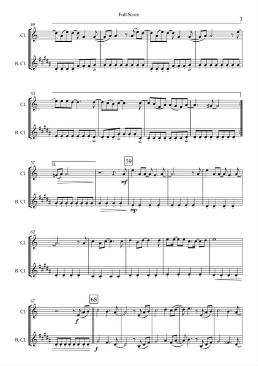 Ikimono Gakari's Blue Bird Clarinet Duet scores gallery preview page 3