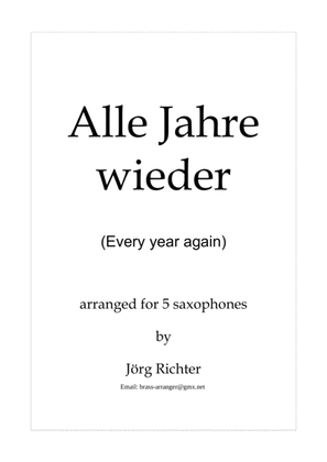Book cover for Alle Jahre wieder für Saxophonquintett