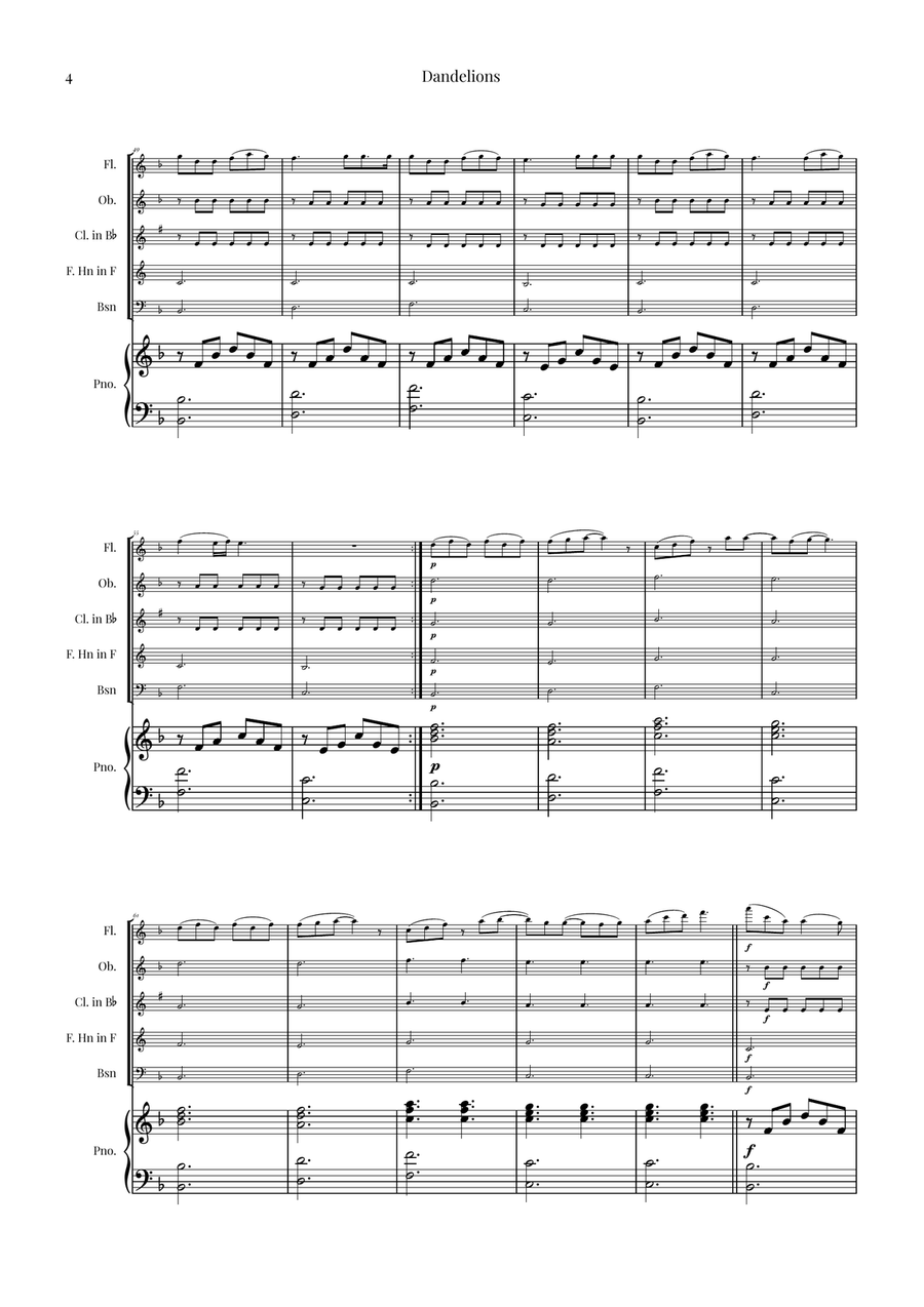Dandelions Woodwind Quintet scores gallery preview page 4