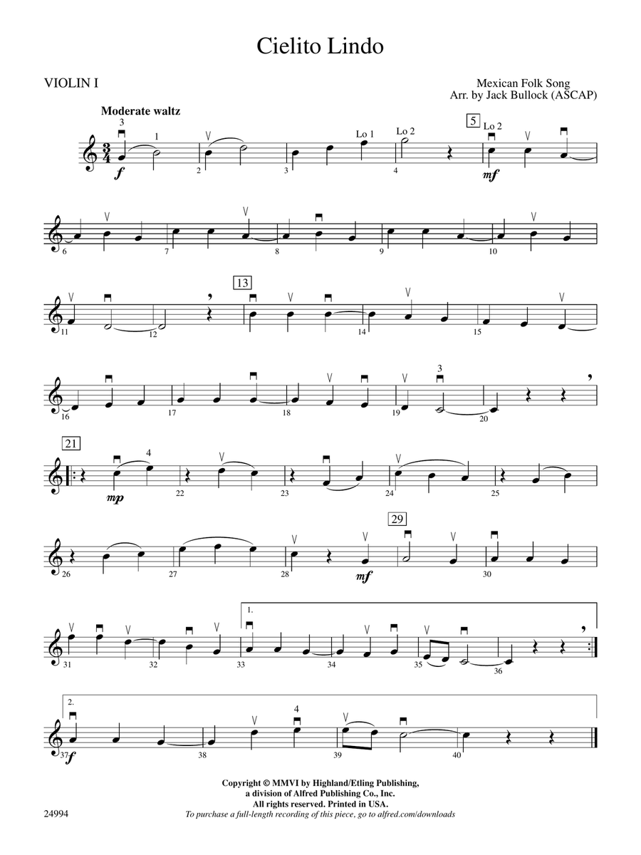 Cielito Lindo: 1st Violin