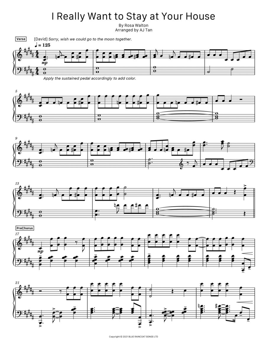 I Really Want To Stay At Your House Piano Solo scores gallery preview page 1