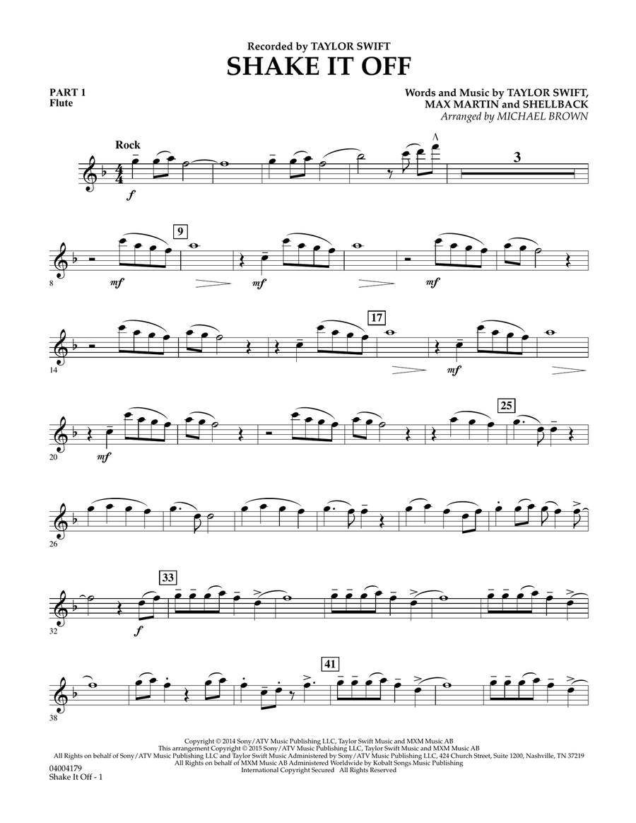 Shake It Off - Pt.1 - Flute Concert Band scores gallery preview page 1