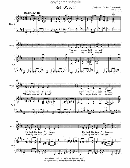 Boll Weevil (2-part Piano/Vocal)