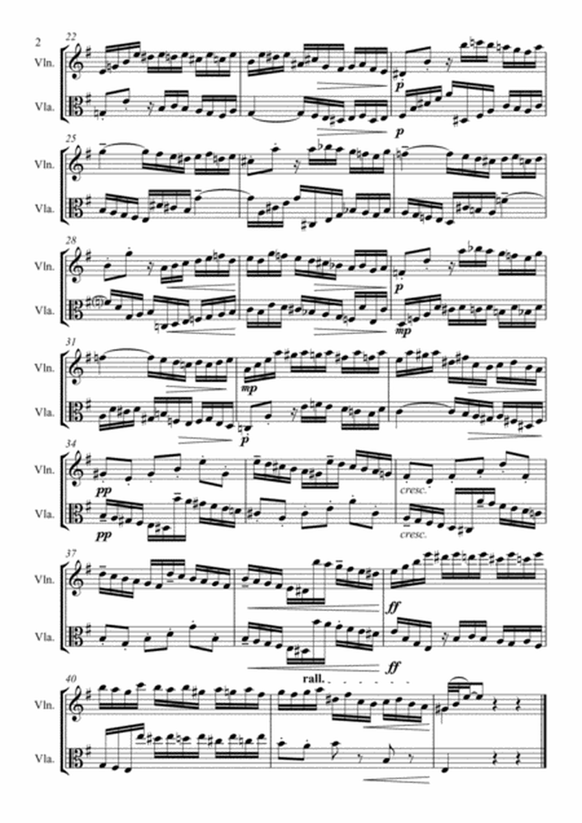 Bach - Toccata - Fugue in E Minor BWV855 - String Duo ( Violin, Viola ) image number null