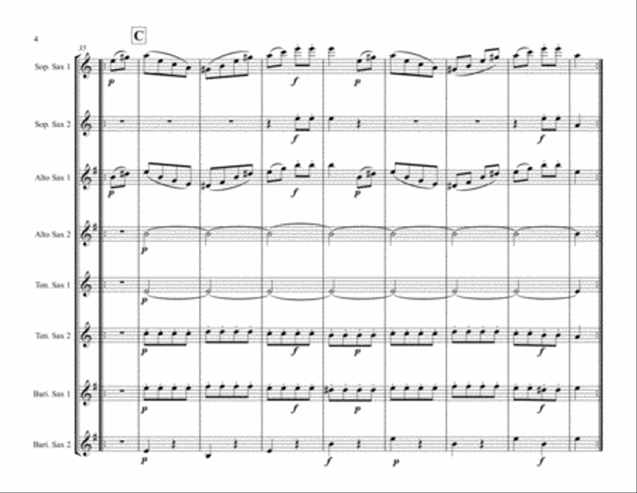 Serenade for Winds, K. 361 for Saxophone Ensemble Woodwind Quartet scores gallery preview page 6