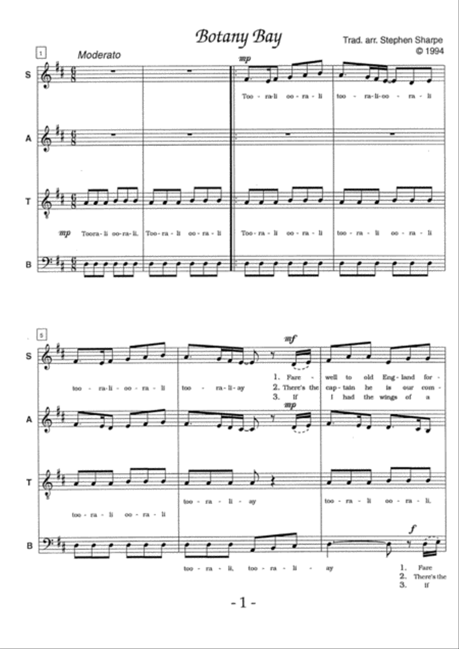 Botany Bay 4-Part scores gallery preview page 1