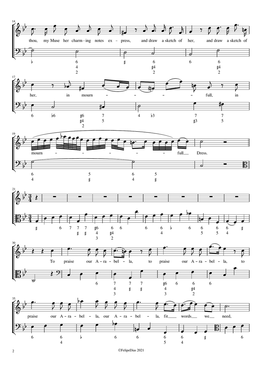 Long have I fear'd: An Ode Elegiecal on the death of Mrs Arabella Hunt Voice Solo scores gallery preview page 2