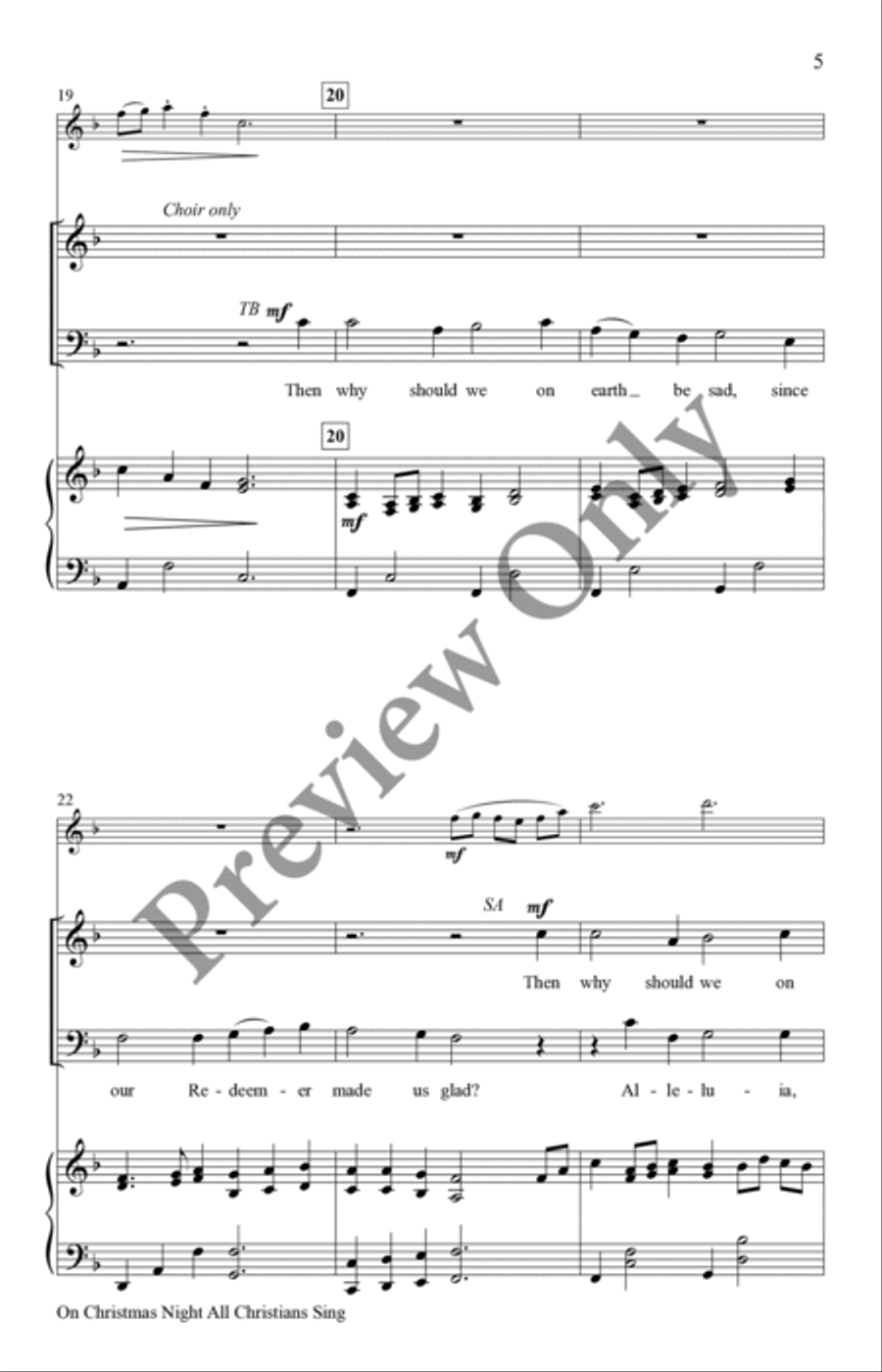 On Christmas Night All Christians Sing 4-Part scores gallery preview page 5