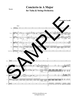 Book cover for Concierto in A Major for Tuba and String Orchestra