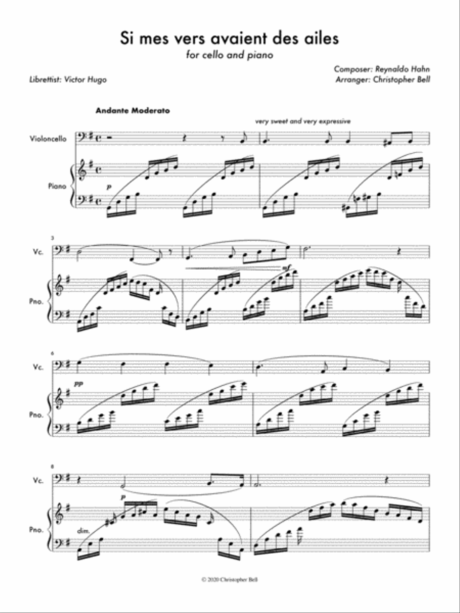 Si mes vers avaient des ailes Piano scores gallery preview page 1