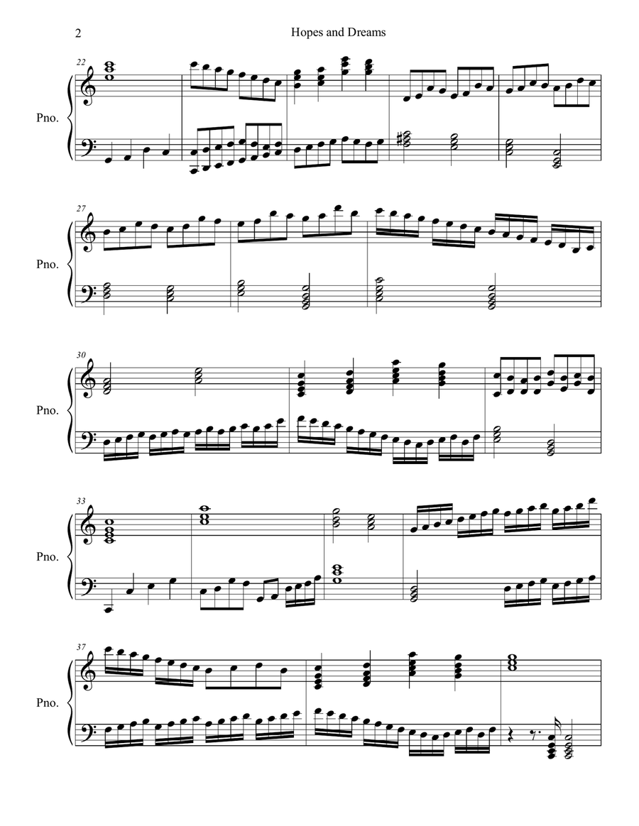 Hopes and Dreams Piano Solo scores gallery preview page 2