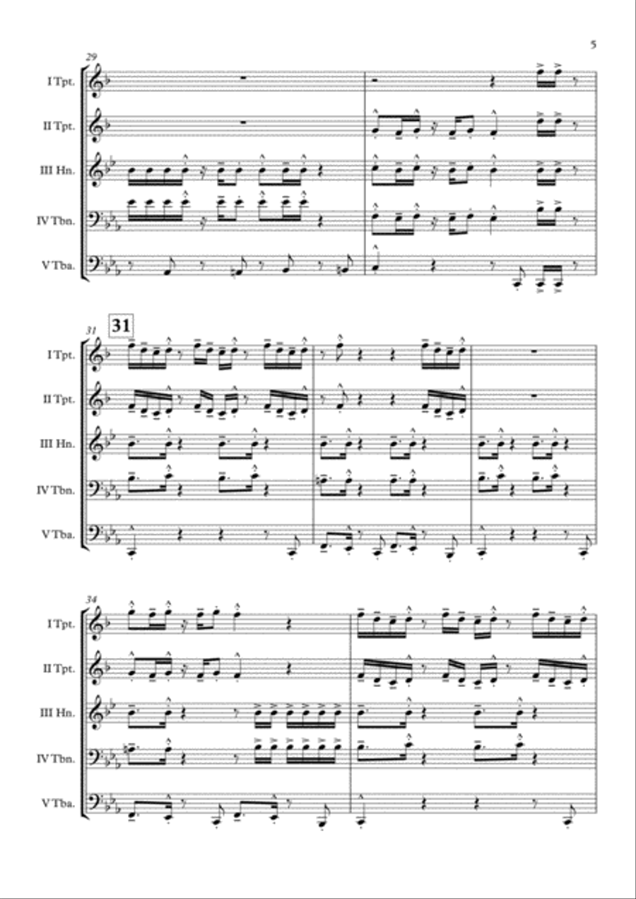 Uptown Funk Brass Quintet scores gallery preview page 6