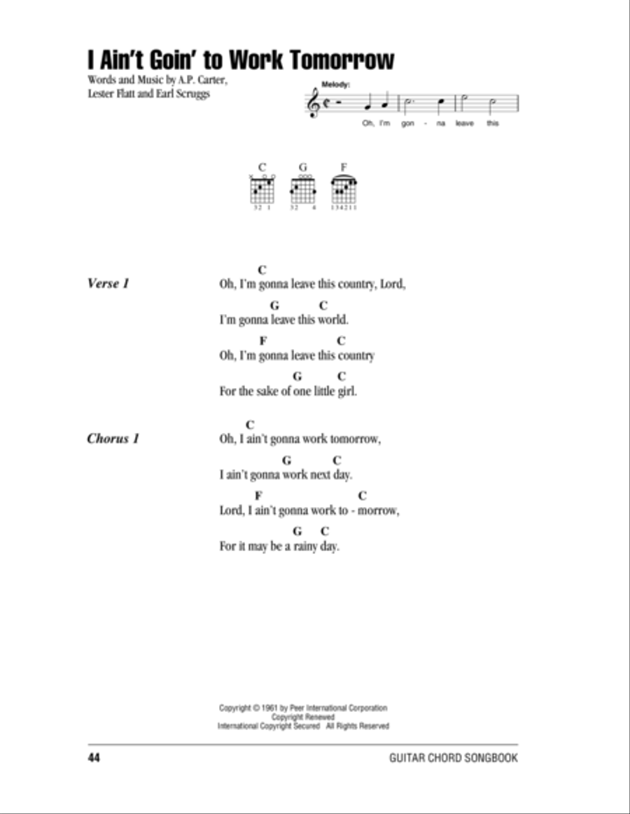 I Ain't Goin' To Work Tomorrow Acoustic Guitar scores gallery preview page 1