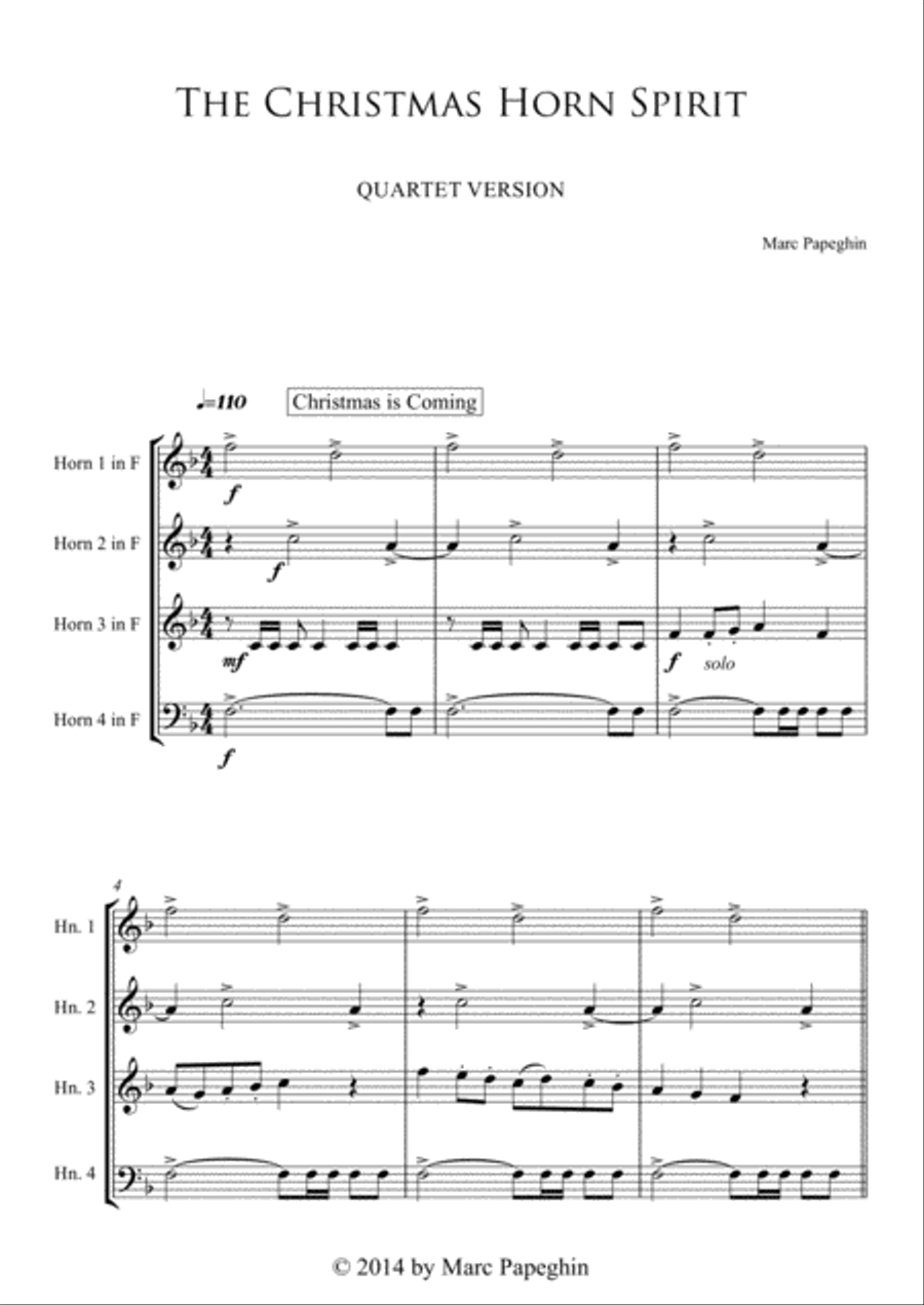 The Christmas Horn Spirit // French Horn Quartet French Horn Quartet scores gallery preview page 2