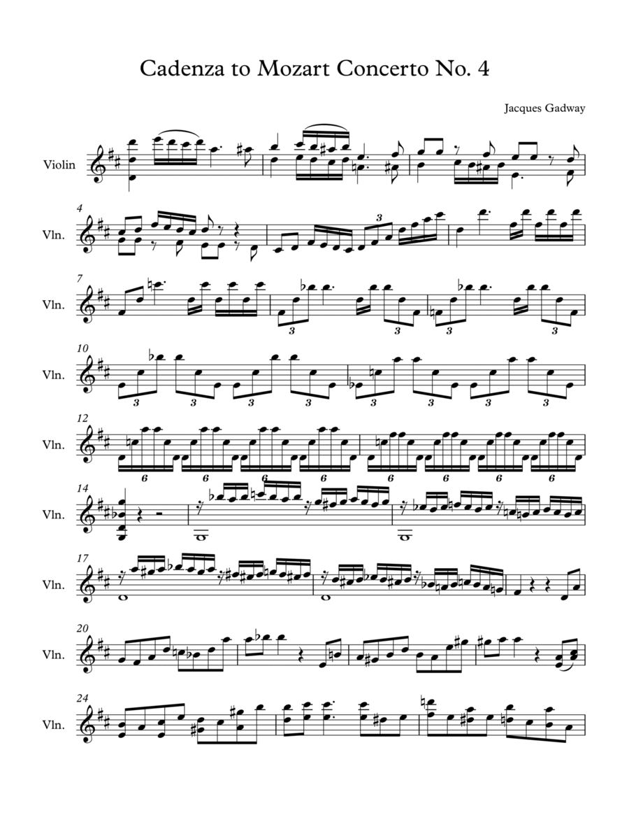 Cadenza for Mozart Violin Concerto no. 4