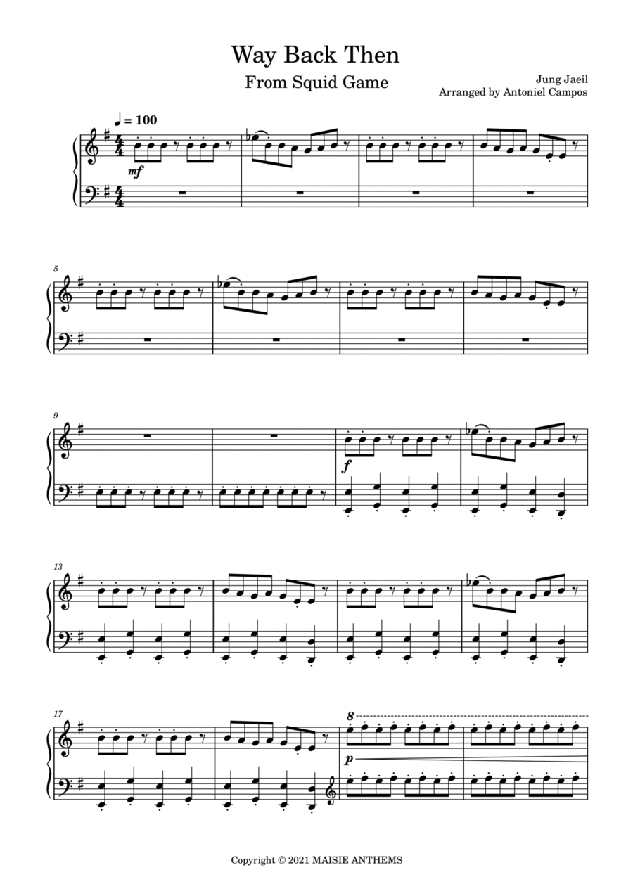 Squid Game Easy Piano scores gallery preview page 1