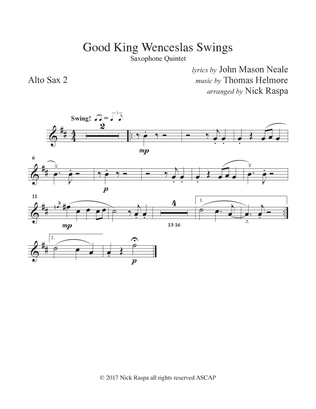 Good King Wenceslas Swings (easy sax quintet AATTB) Alto Sax 2 part