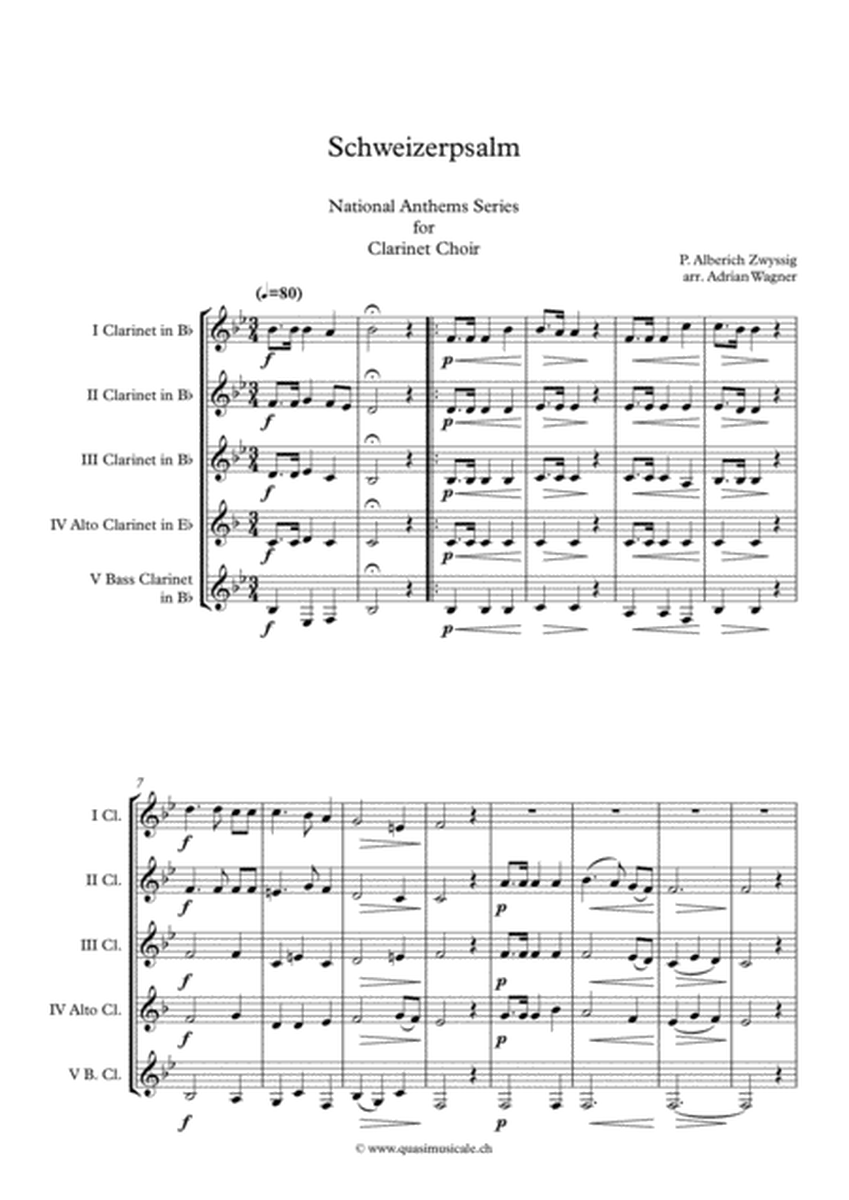 "Schweizerpsalm" (National Anthem of Switzerland) Clarinet Choir arr. Adrian Wagner image number null