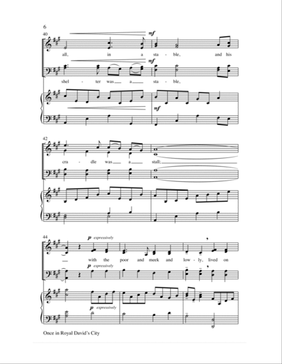 Once in Royal David's City 4-Part scores gallery preview page 6