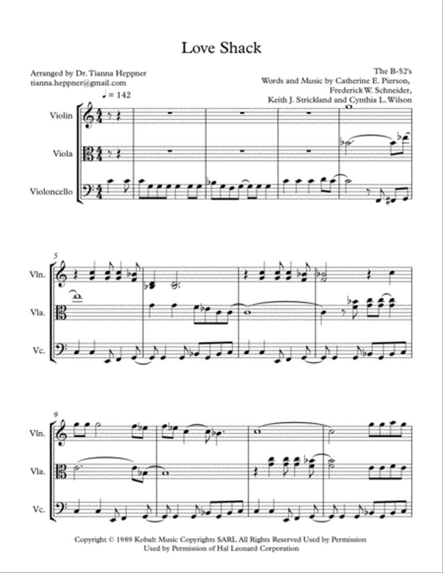 Love Shack Love Shack String Trio scores gallery preview page 1