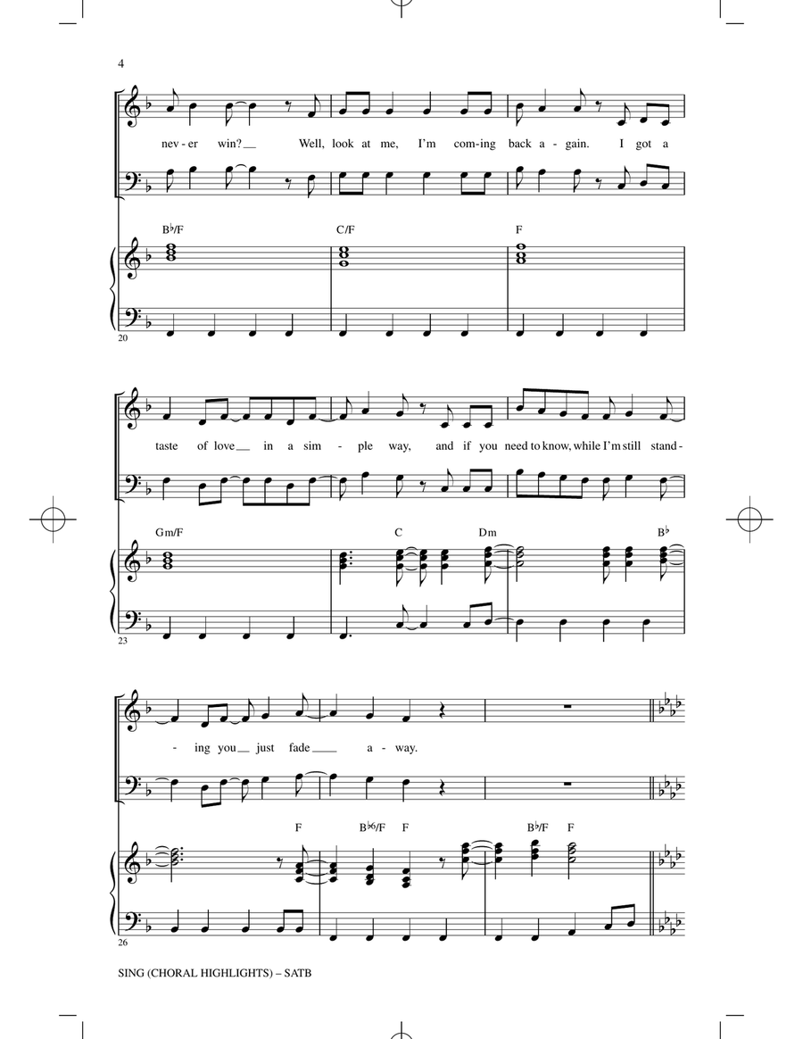 Sing (Choral Highlights) Sing (Choral Highlights) 4-Part scores gallery preview page 3