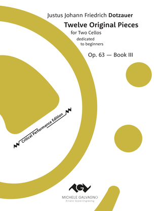 Book cover for Twelve Original Pieces for two cellos, Op. 63