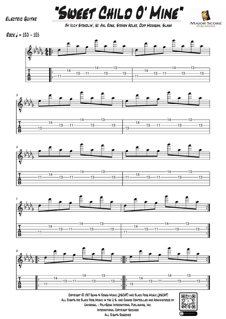 Sweet Child O' Mine Guitar Tablature scores gallery preview page 1