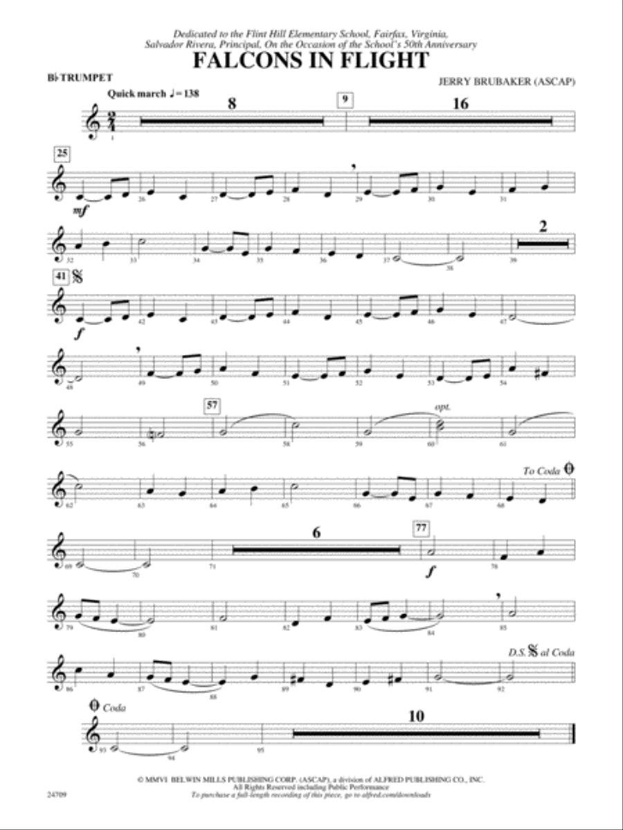 Falcons in Flight: 1st B-flat Trumpet Concert Band scores gallery preview page 1