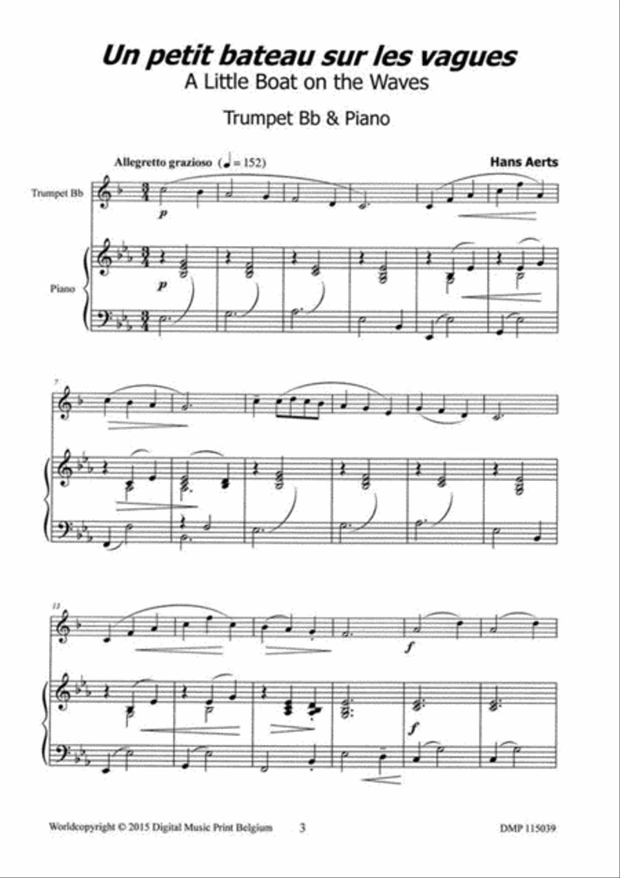 Un Petit Bateau Sur Les Vagues Trumpet Solo scores gallery preview page 2