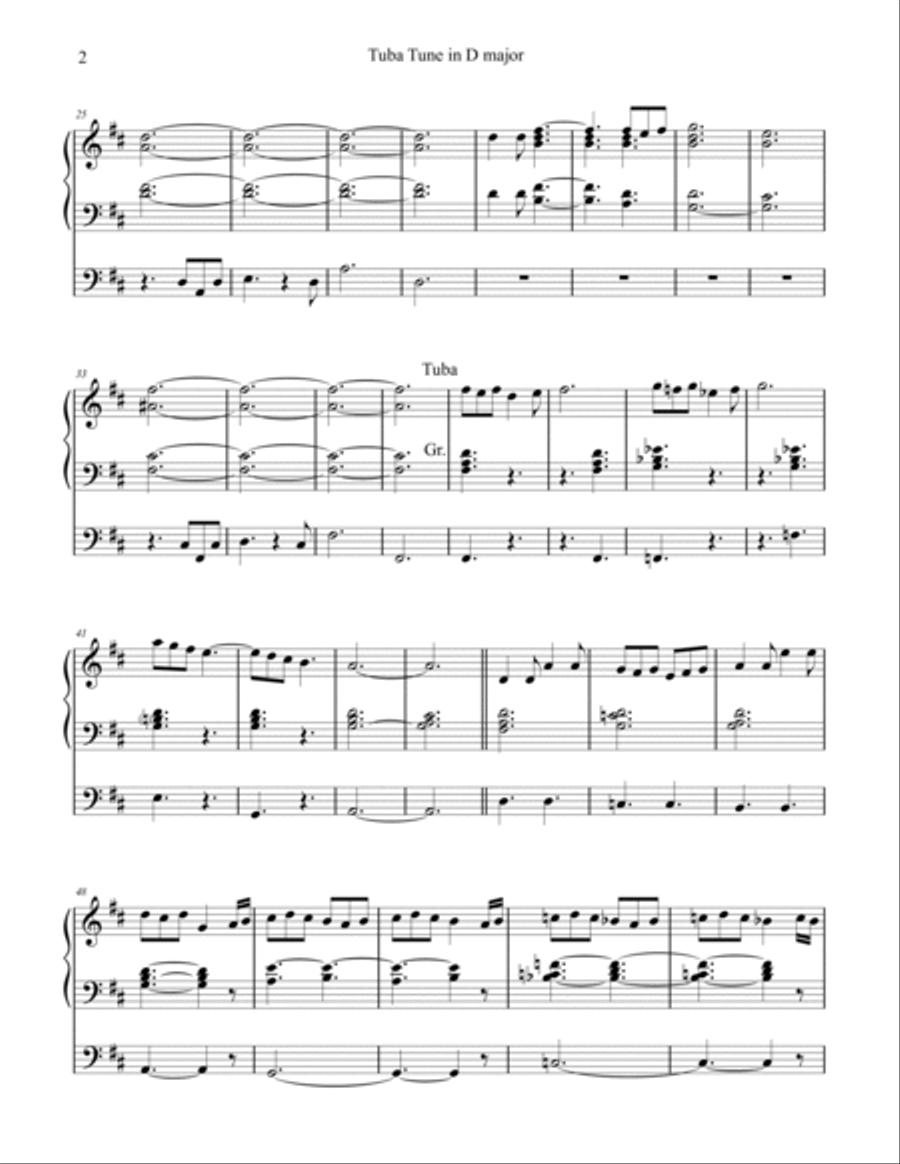 Tuba Tune in D major, organ work by Phil Lehenbauer Tuba scores gallery preview page 3
