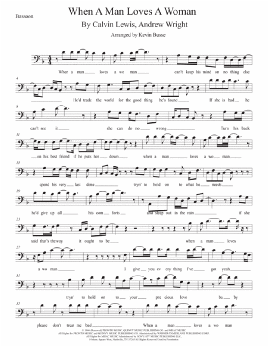 When A Man Loves A Woman When A Man Loves A Woman Bassoon Solo scores gallery preview page 1