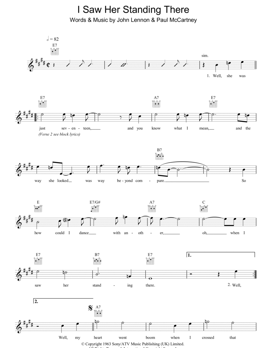 I Saw Her Standing There Piano scores gallery preview page 1