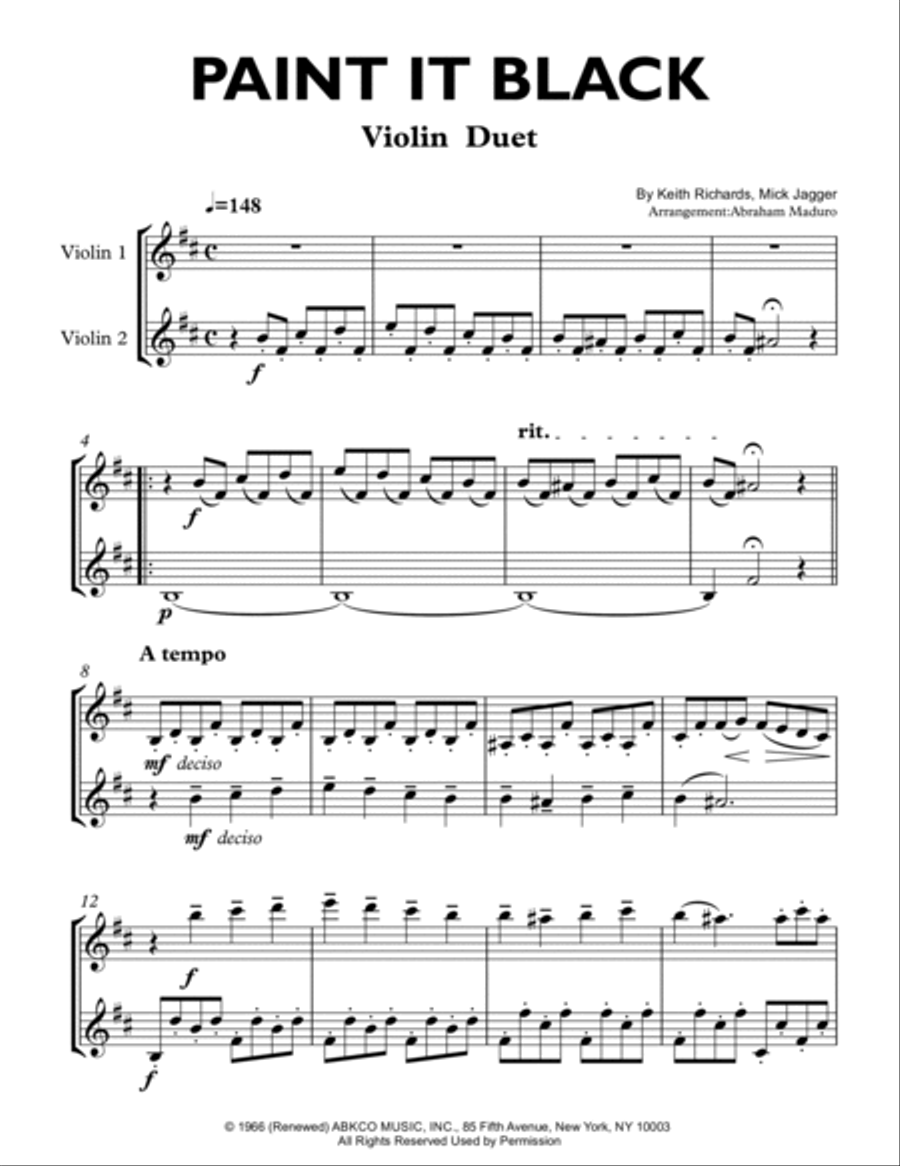 Paint It, Black Paint It, Black String Duet scores gallery preview page 2