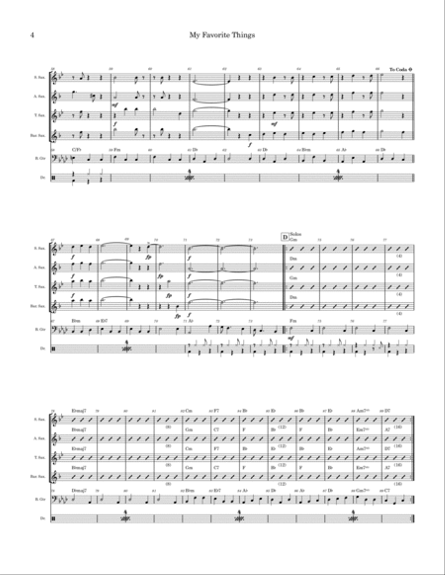 My Favorite Things Saxophone Quartet scores gallery preview page 4