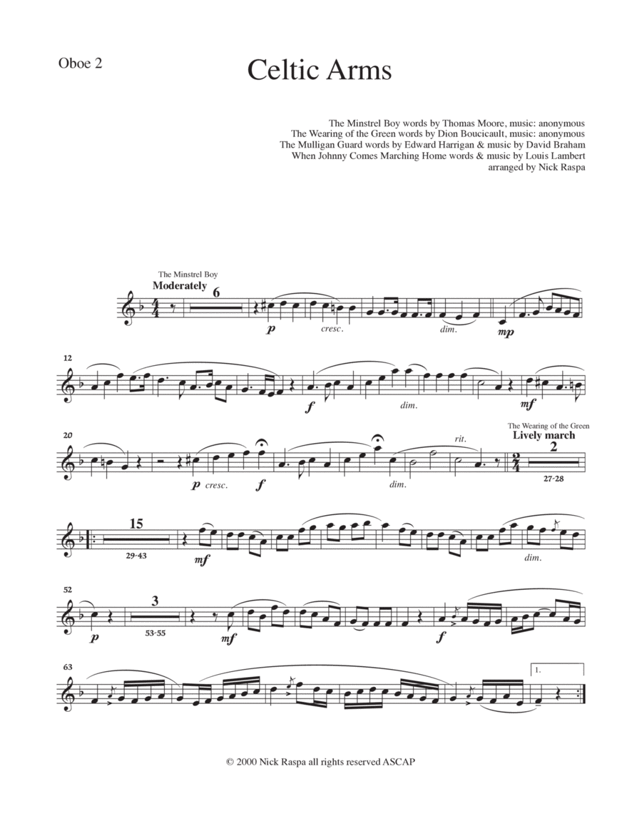 Celtic Arms - 2nd oboe part Full Orchestra scores gallery preview page 1