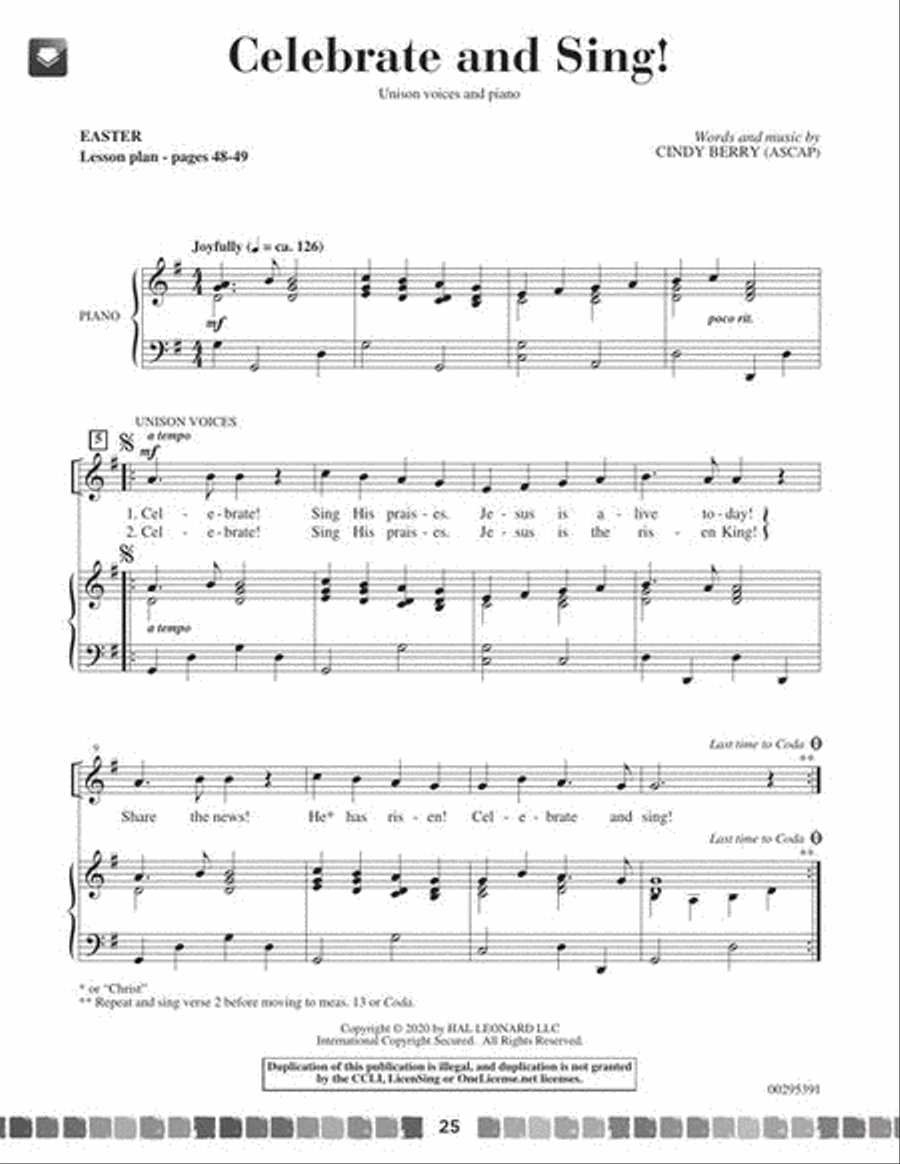 Sing and Celebrate 9! Sacred Songs for Young Voices Sing and Celebrate 9! Sacred Songs for Young Voices Unison Choir scores gallery preview page 6