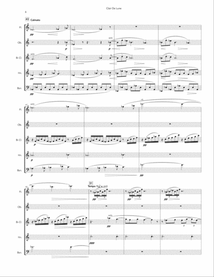 Clair de Lune for Woodwind Quintet Woodwind Quintet scores gallery preview page 6
