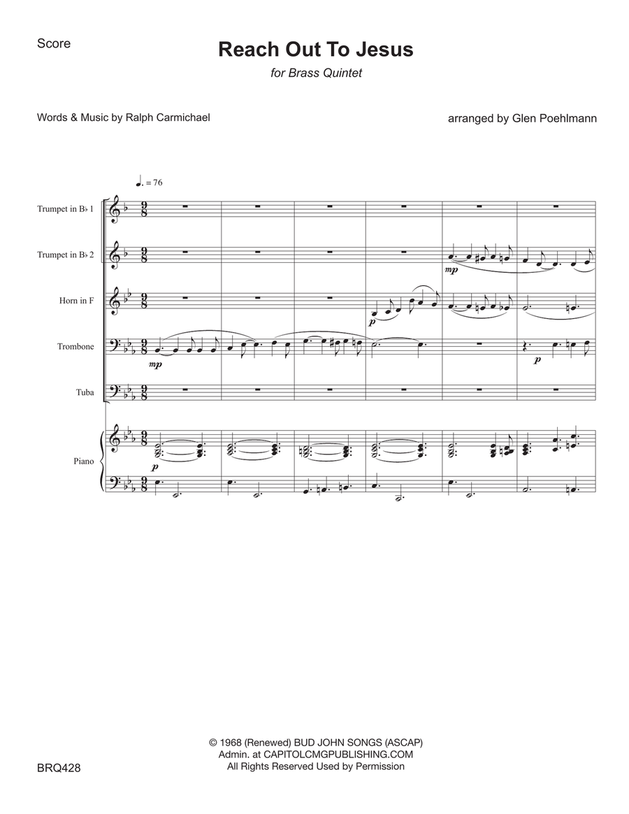 Reach Out To Jesus Brass Ensemble scores gallery preview page 6