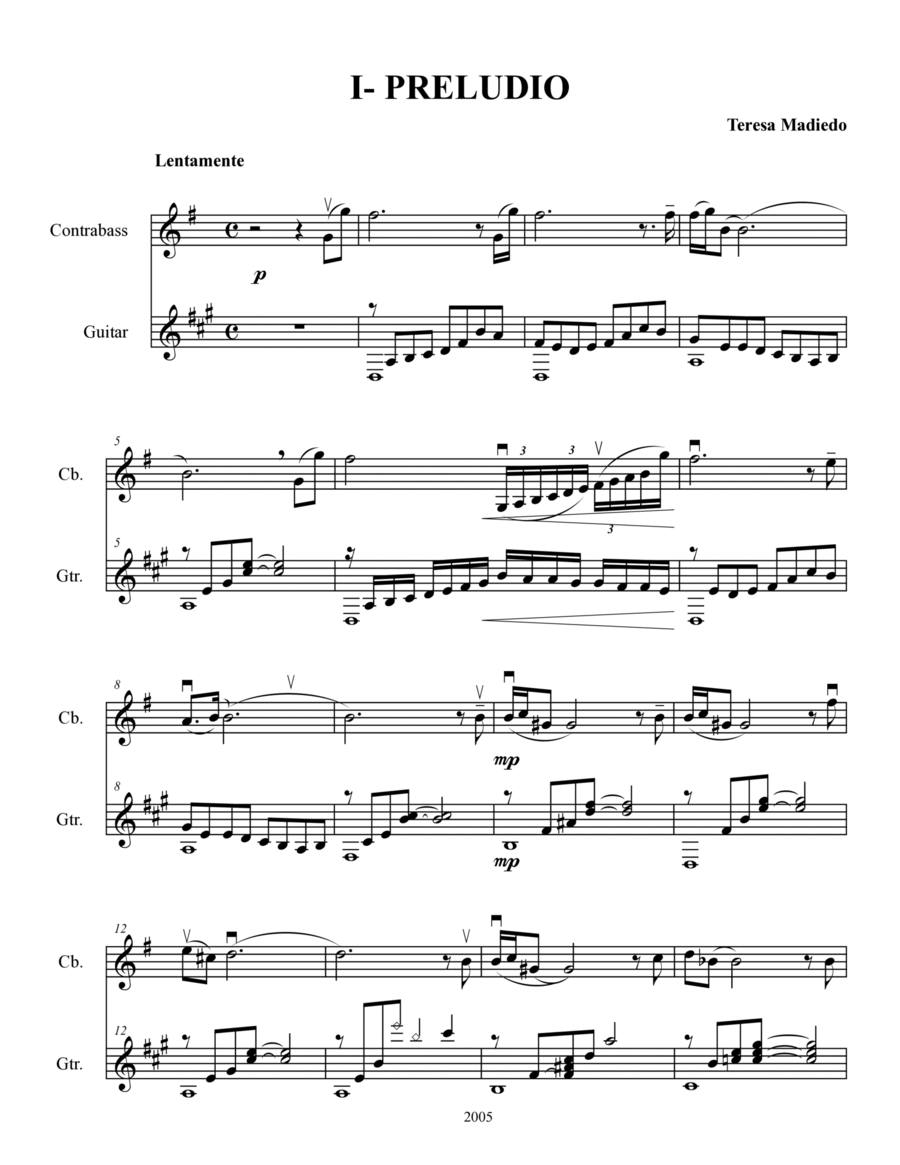 Preludio y Son para Dos (contrabajo y guitarra String Duet scores gallery preview page 1