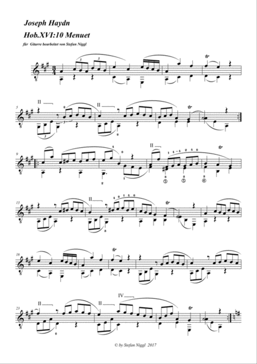 Menuet from Sonata Hob.XVI:10 Acoustic Guitar scores gallery preview page 1