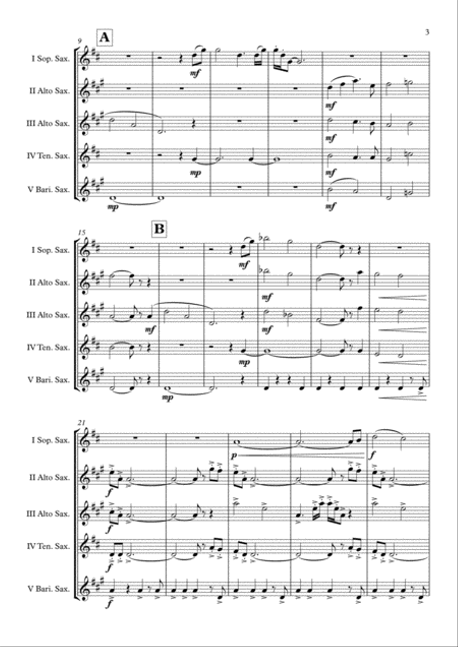 First Knight Saxophone Quintet scores gallery preview page 4