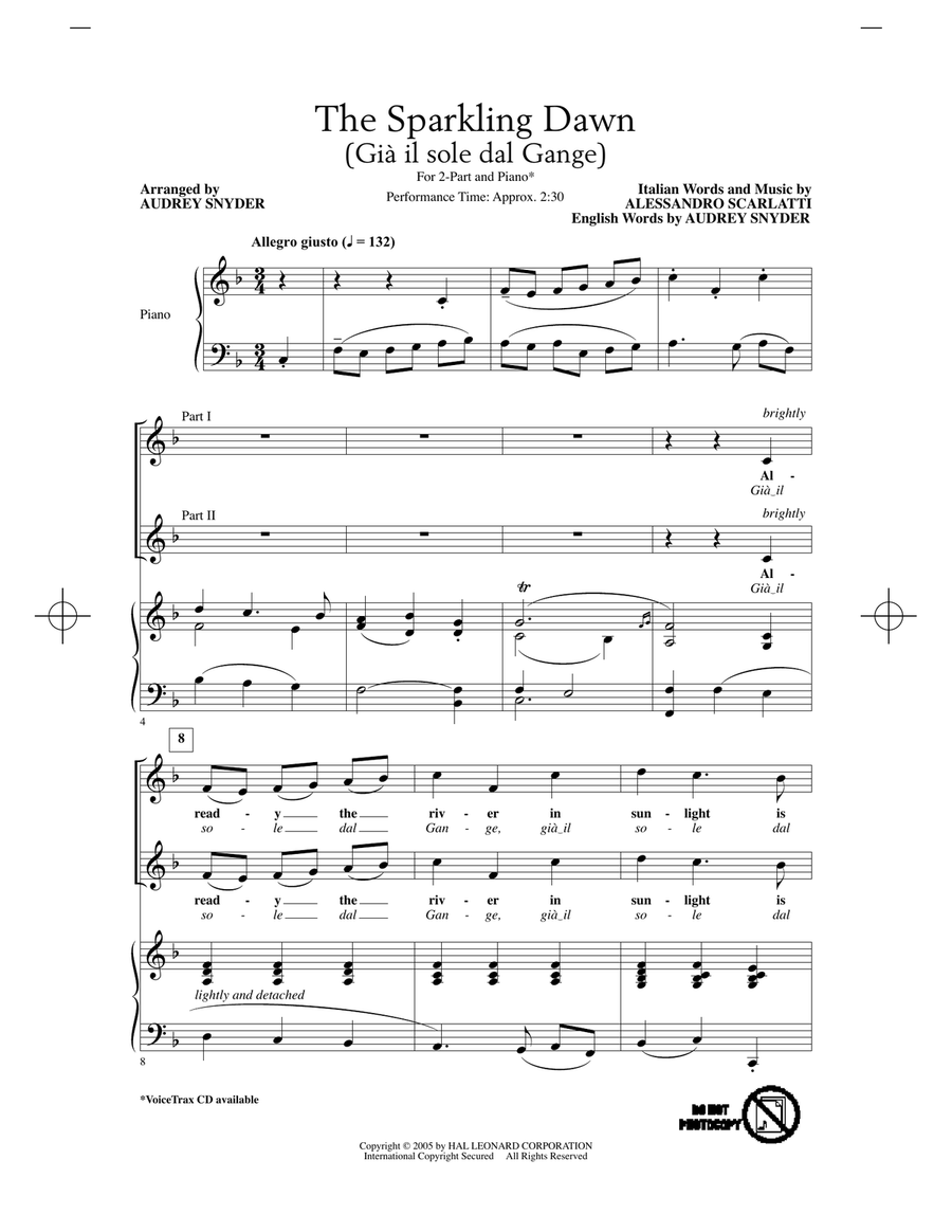 The Sparkling Dawn (Gia Il Sole Dal Gange) 2-Part scores gallery preview page 1