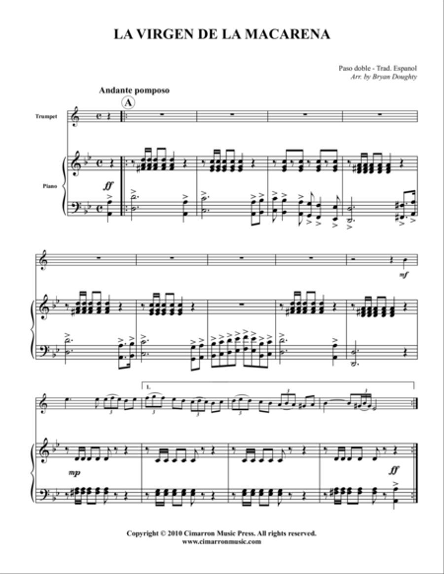 La Virgen de la Macarena Piano Accompaniment scores gallery preview page 1
