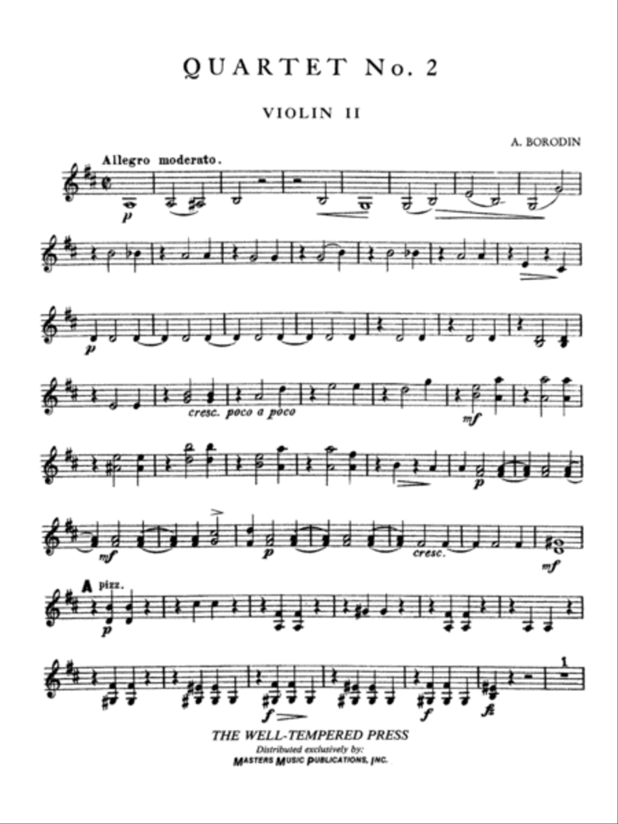 Borodin: String Quartet No. 2 in D Major String Quartet scores gallery preview page 1