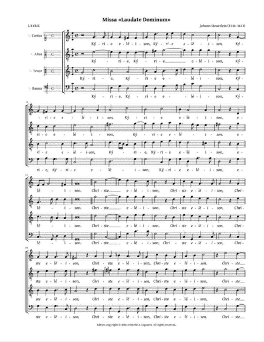 Missa Laudate Dominum a 4 (Steuerlein) 4-Part scores gallery preview page 1