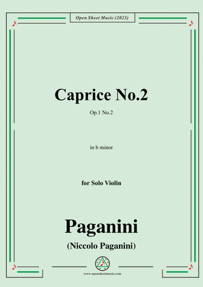 Book cover for Paganini-Caprice No.2,Op.1 No.2,in b minor,for Solo Violin