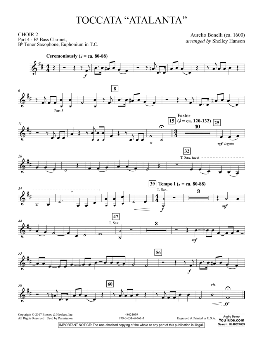 Toccata ("Atalanta") - Choir 2-Pt 4-B Cl,T Sx,Euph TC