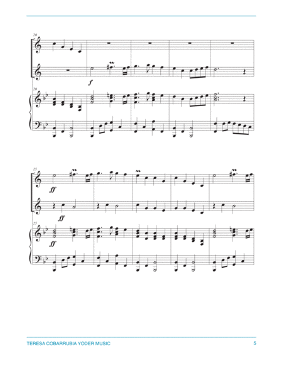 Trumpet Voluntaire - The Prince of Denmark's March for 2 trumpets and piano by Teresa Cobarrubia Yod Trumpet Duet scores gallery preview page 5